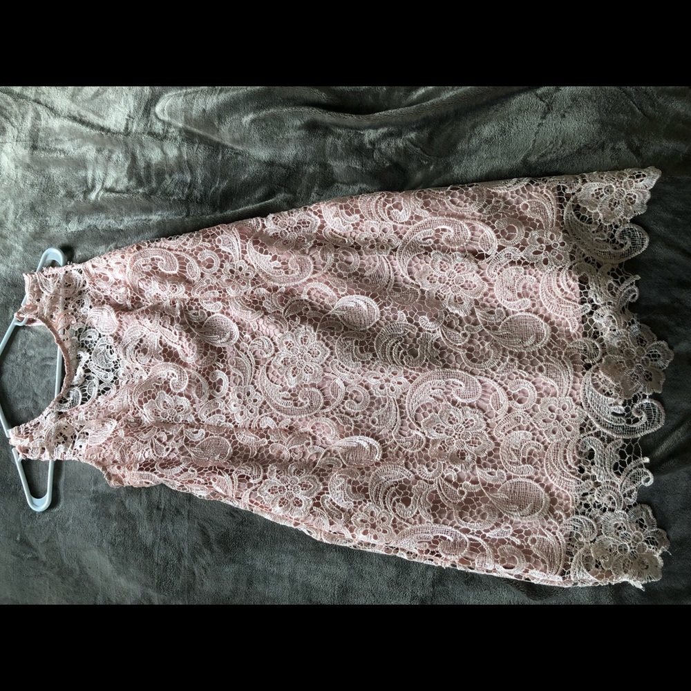 Pale pink dress. Size L. Francesca’s. Lace.